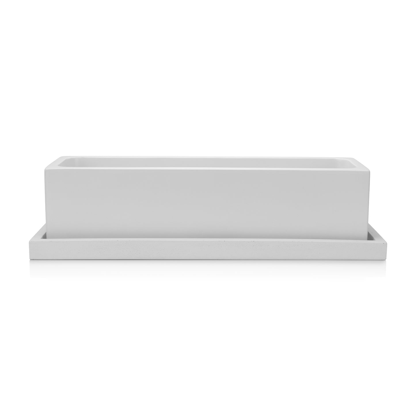 Concrete Rectangle Planter: White