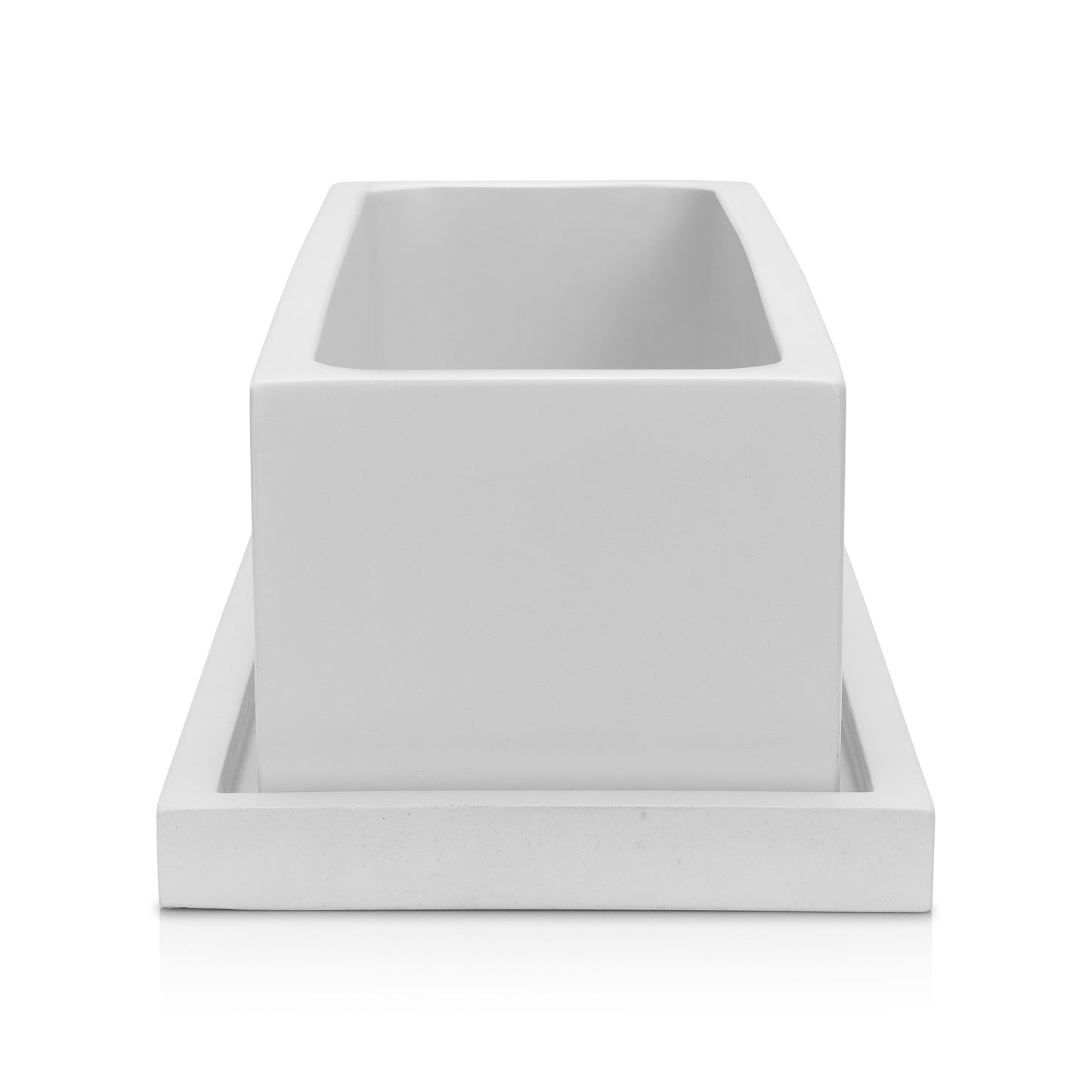 Concrete Rectangle Planter: White
