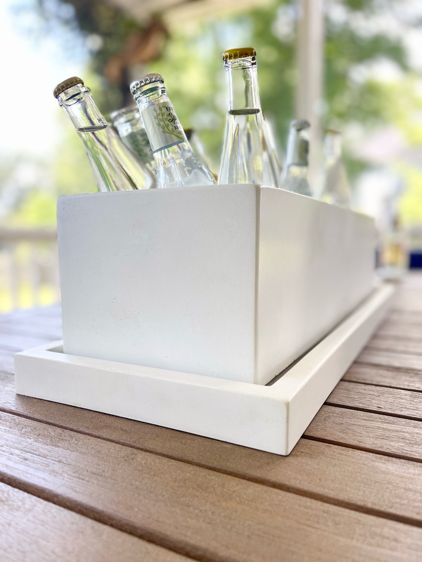 Concrete Rectangle Planter: White