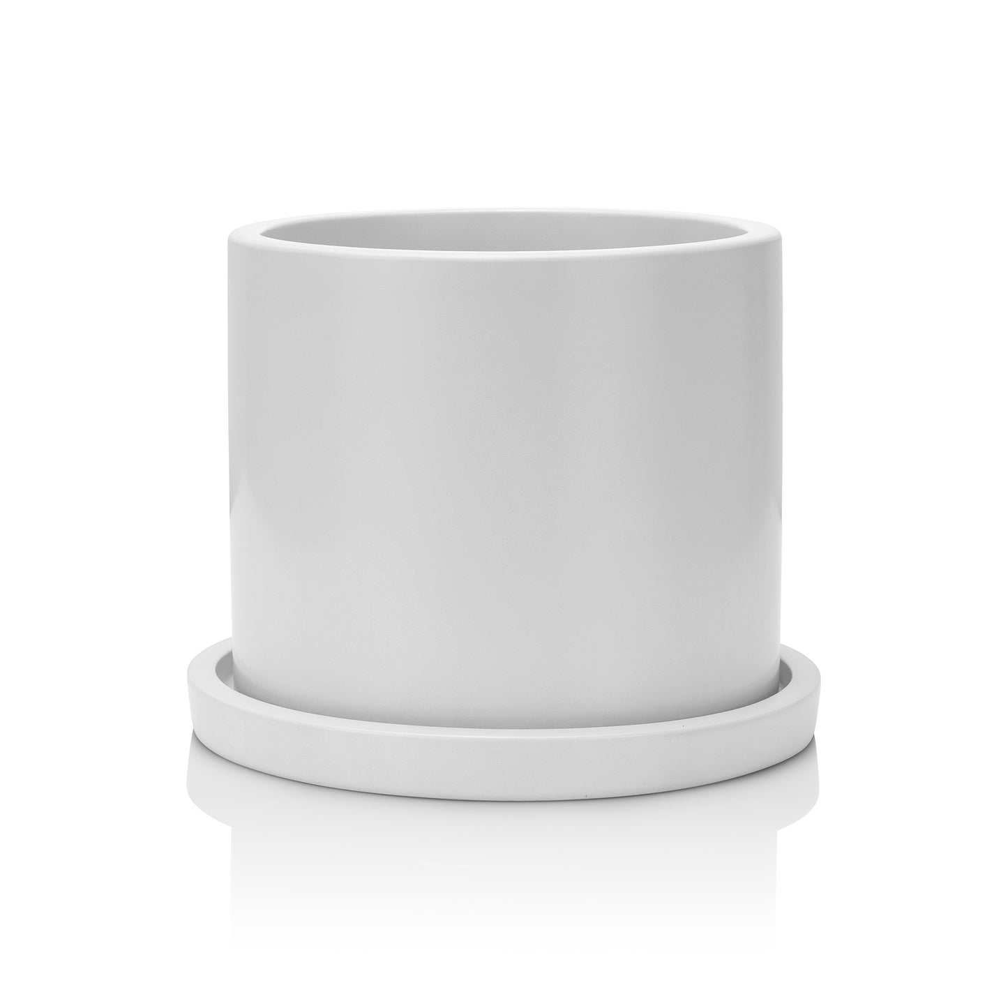 Concrete Round Planter: White