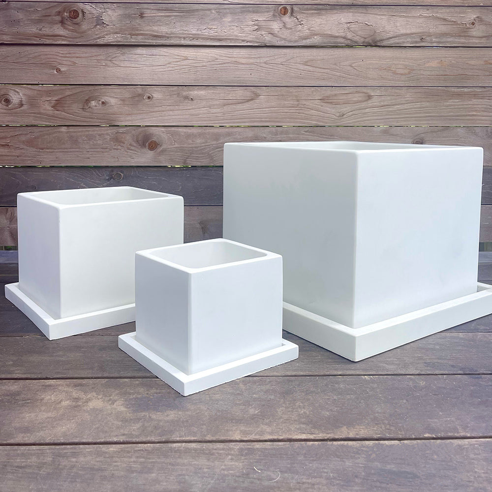 Concrete Square Planter: Gray