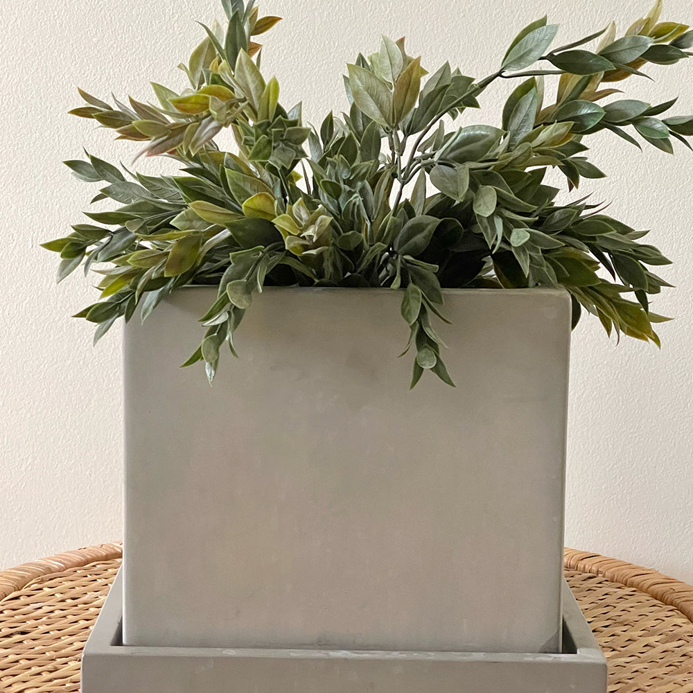 Concrete Square Planter: Gray