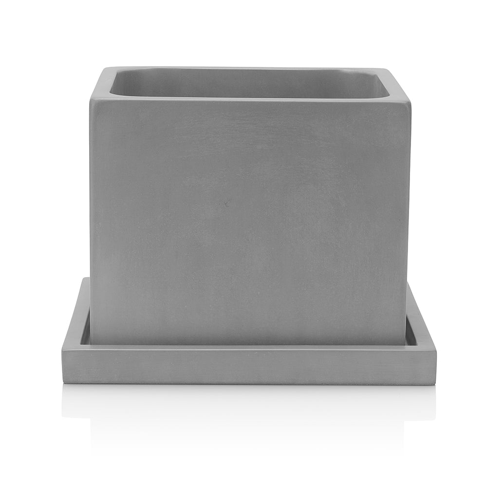 Concrete Square Planter: Gray