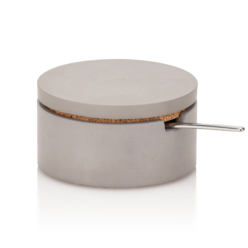 Concrete Salt Cellar with Spoon: Gray