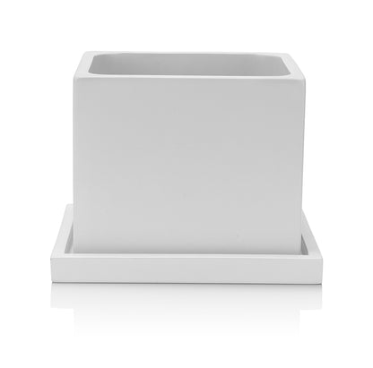 Concrete Square Planter: White