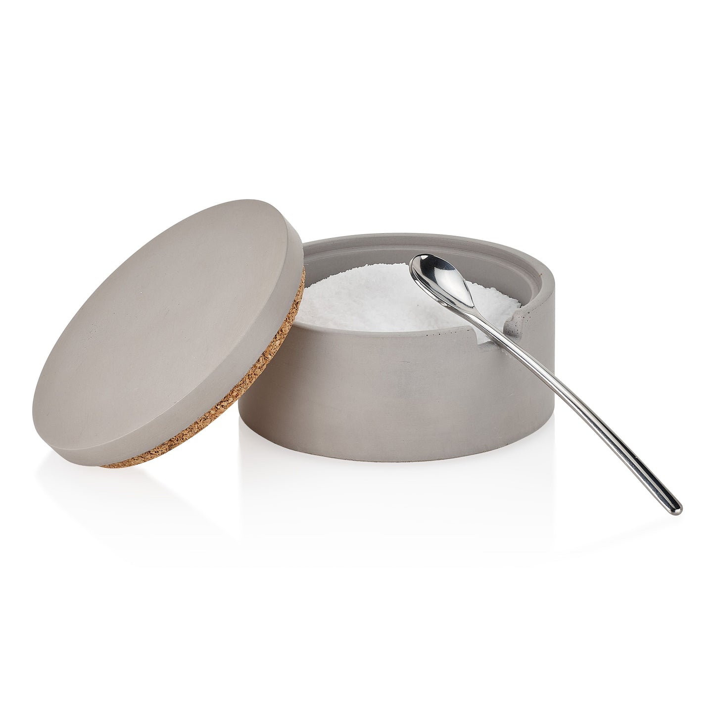Concrete Salt Cellar with Spoon: Gray